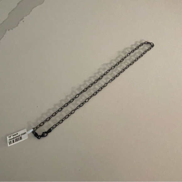 Elegant Black Rhodium Sterling Silver 925 link Chain Necklace 16” main image 5